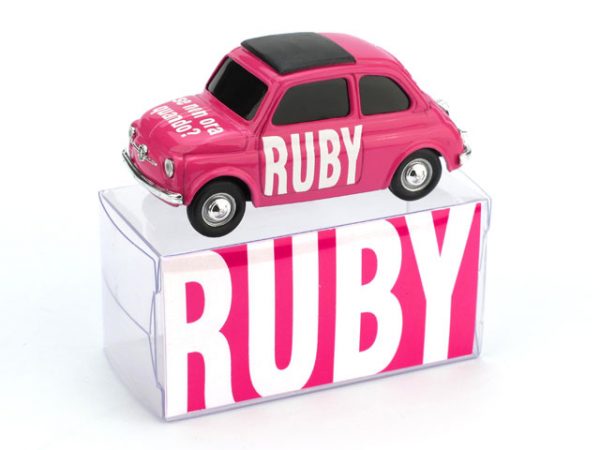 Modellino auto scala 1:43 diecast modellismo statico Brumm FIAT 500 RUBY epoca