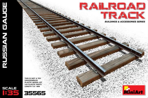 Modellino diorami modellismo kit di montaggio Miniart  RAILROAD TRACK RUSSIAN GAUGE KIT 1:35