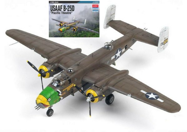 Modellino modellismo kit di montaggio aerei Academy  USAAF B-25D PACIFIC THEATRE KIT 1:48 model