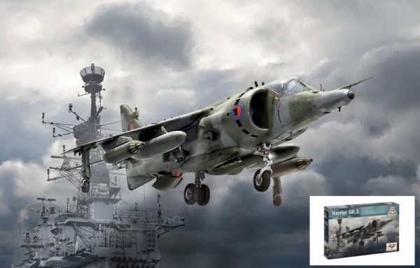 Modellino modellismo kit di montaggio aerei Italeri  HARRIER GR.3 KIT 1:72 model