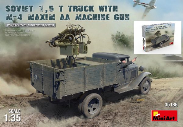 Modellino kit di montaggio mezzi militari carri armati tank Miniart  SOVIET 1,5 t TRUCK WM-4 MAXIM AA MACHINE GUN KIT 1:35 modellismo