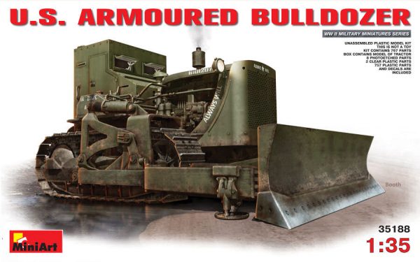 Modellino kit di montaggio mezzi militari carri armati tank Miniart  U.S. ARMOU BULLDOZER KIT 1:35 modellismo