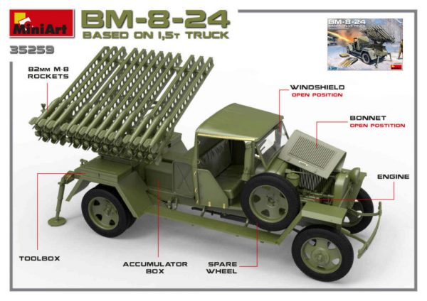 Modellino kit di montaggio mezzi militari carri armati tank Miniart  BM-8-24 BASED ON 1,5 t TRUCK KIT 1:35 modellismo