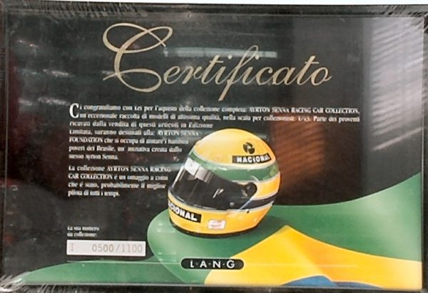 Modellino auto rivista book booklet Minichamps  CERTIFICATO COLLEZIONE SENNA modellismo statico collezione
