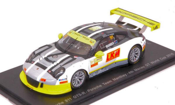Modellino auto scala 1:43 Spark Model  PORSCHE 911 GT3 N.911 4th MACAU GT WORLD CUP  E.BAMBER modellismo statico diecast