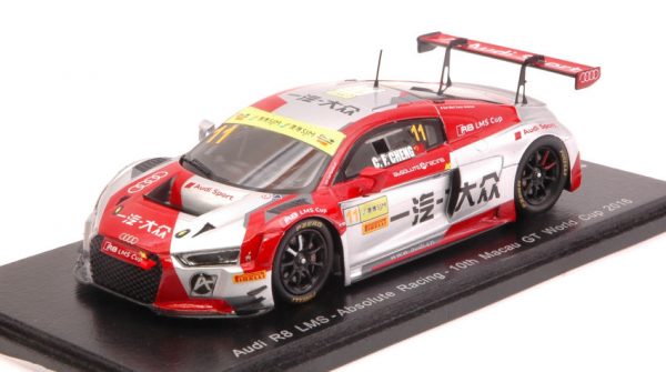 Modellino auto scala 1:43 Spark Model  AUDI R8 LMS N.11 10th MACAU GT WORLD CUP  CHENG CONGFU modellismo statico diecast