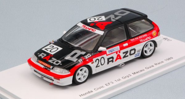 Modellino auto scala 1:43 Spark Model  HONDA CIVIC EF3 N.20 1st GR.3 MACAU GUIA RACE  T.TSUTSUMI modellismo statico diecast