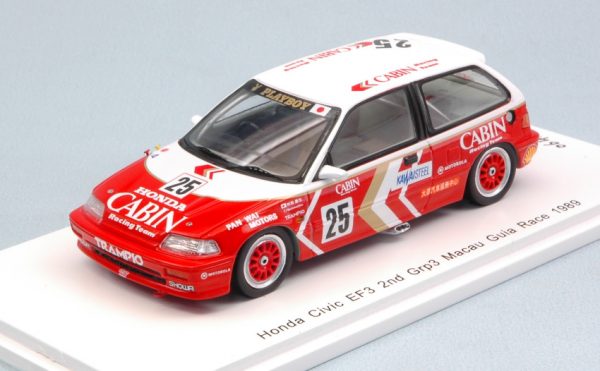 Modellino auto scala 1:43 Spark Model  HONDA CIVIC EF3 N.25 2nd MACAU GUIA RACE  YASUO MURAMATSU modellismo statico diecast