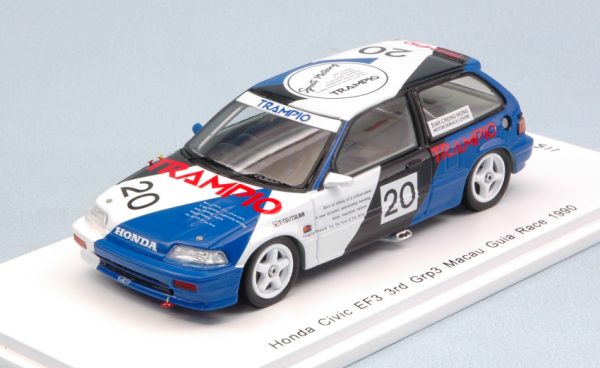 Modellino auto scala 1:43 Spark Model  HONDA CIVIC EF3 N.20 3rd MACAU GUIA RACE  TOMOHIKO TSUTSUMI modellismo statico diecast