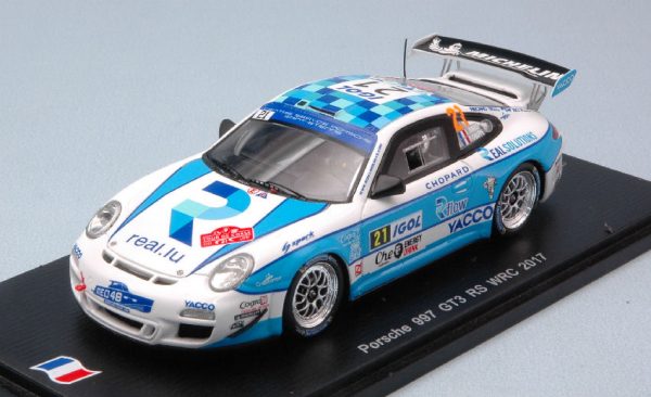 Modellino auto scala 1:43 Spark Model  PORSCHE 997 GT3 N.21 18th T.DE CORSE WRC  P.CHIAPPE-R.DUMAS modellismo statico diecast