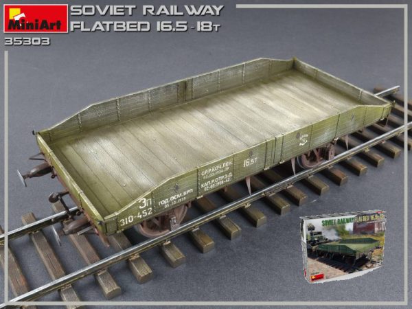 Modellino auto carri tank veicoli militari Miniart  SOVIET RAILWAY FLATBED 16.5-18 t KIT 1:35 modellismo