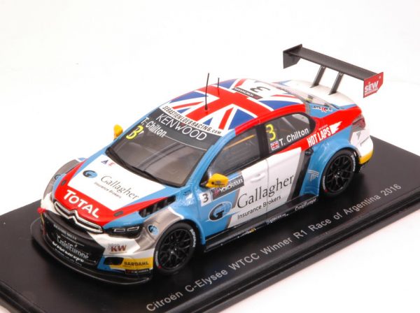 Modellino auto scala 1:43 Spark Model  CITROEN C-ELISEE N.3 WINNER RACE ARGENTINA  TOM CHILTON diecast modellismo statico
