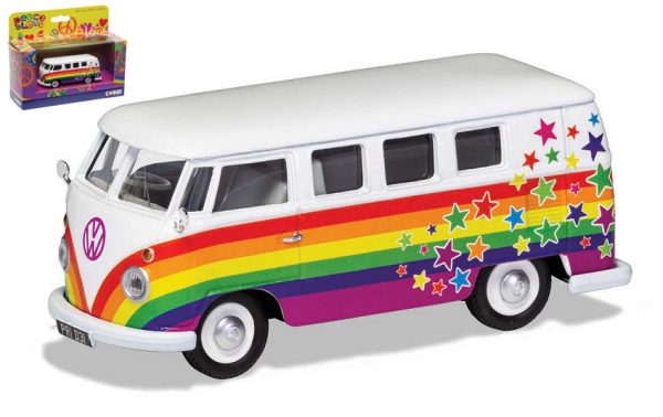 Modellino auto scala 1:43 Corgi VW CAMPERVAN PEACE LOVE WISHES diecast new