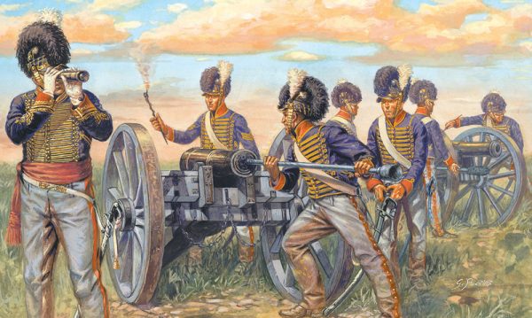 Modellino model kit di montaggio  Italeri  WATERLOO 200 YEARS NAPOLEONIC WARS BRITISH ARTILLERY KIT 1:72