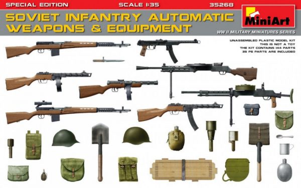 Modellino model kit di montaggio  Miniart  SOVIET INFANTRY AUTOMATIC WEAPONS & EQUIPMENT  KIT 1:35