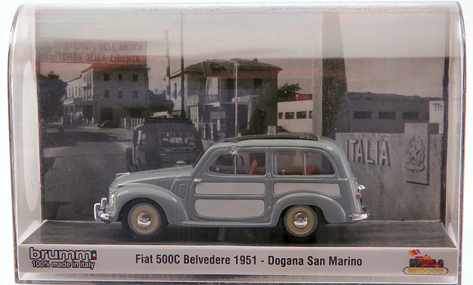 Modellino auto scala 1:43 Brumm FIAT 500C BELVEDERE DOGANA SAN MARINO diecast