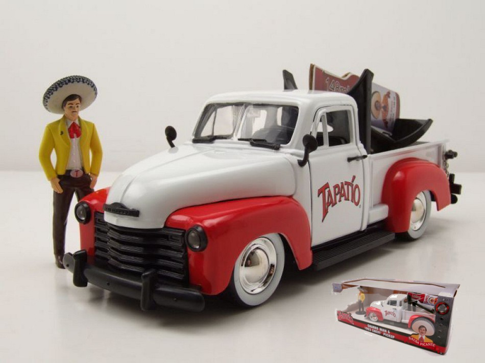 modellauto Auto 1:24 CHEVROLET PICK UP MIT TAPATIO CHARRO MAN FIGURE Film Film