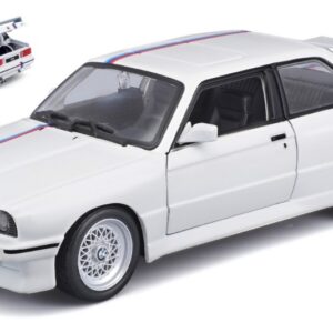 Modellino auto scala 1:24 Burago  BMW M3 (E30) 1988 WHITEBLUE diecast modellismo statico