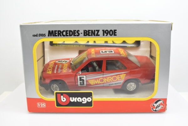 Modellino auto rally scala 1:24 Mercedes Benz 190E Burago diecast modellismo da collezione - immagine 2