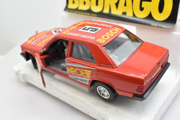 Modellino auto rally scala 1:24 Mercedes Benz 190E Burago diecast modellismo da collezione - immagine 4