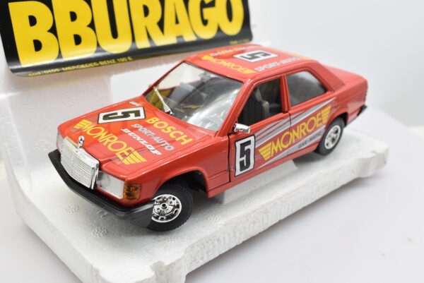 Modellino auto rally scala 1:24 Mercedes Benz 190E Burago diecast modellismo da collezione - immagine 7