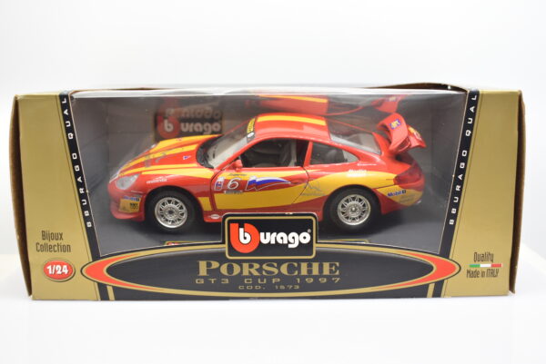 Modellino auto rally scala 1:24 Porsche GT3 Cup Burago diecast modellismo da collezione - immagine 2