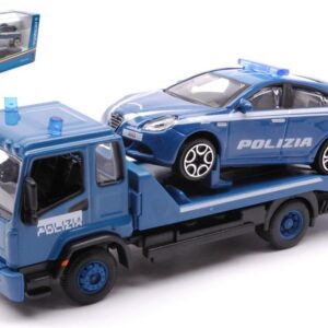 Modellino auto scala 1:43 Burago ALFA ROMEO GIULIETTA POLIZIA SU CARRO ATTREZZI