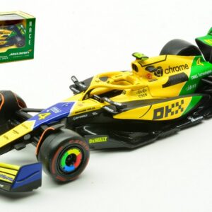 Modellino auto formula 1 F1 scala 1:43 Burago  MCLAREN MCL 38 N.4 4th MONACO GP 2024 LANDO NORRIS-SENNA 30th ANNIV.