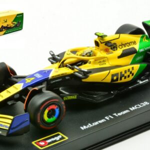 Modellino auto formula 1 F1 scala 1:43 Burago  MCLAREN MCL 38 N.4 4th MONACO GP 2024 L.NORRIS-SENNA 30th SIGNATURE