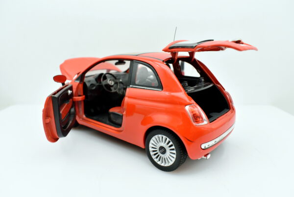 Modellino auto scala 1:24 Fiat 500 rosso diecast modellismo statico - immagine 3