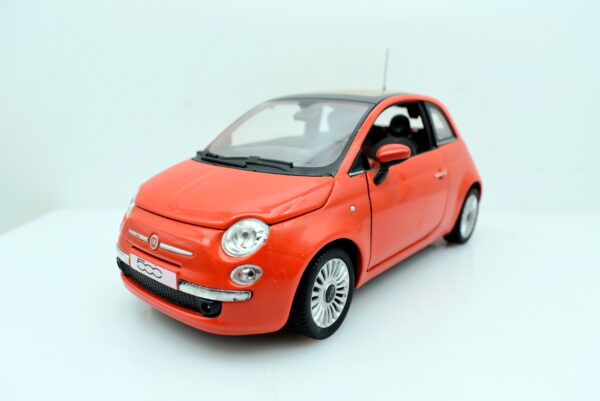 Modellino auto scala 1:24 Fiat 500 rosso diecast modellismo statico - immagine 6