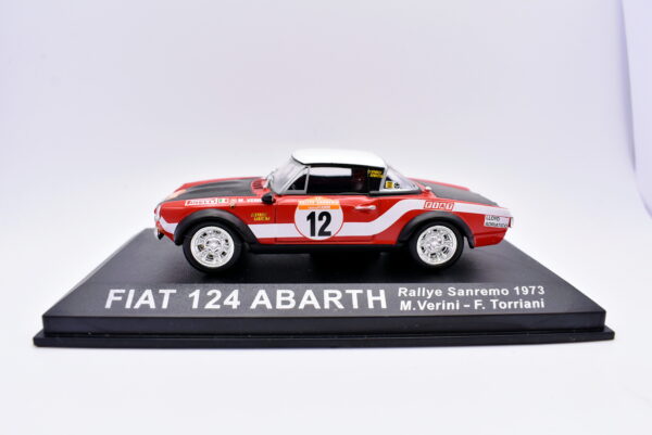 Modellino auto rally scala 1:43 Fiat 124 Abarth IXO diecast modellismo statico - immagine 3