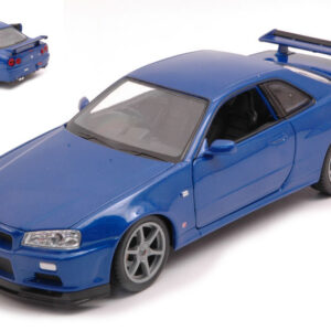 Modellino auto scala 1:24 NISSAN SKYLINE GTR R34 BLUE diecast modellismo statico