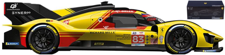 Modellino auto scala 1:18 Burago FERRARI 499P LE MANS 2024 diecast modellismo statico