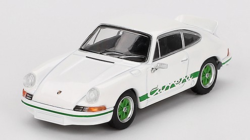 Modellino auto scala 1:64 Mini GT  PORSCHE 911 (901) 2,7 CARRERA RS GRAND PRIX WHITEGREEN 1:64 diecast modellismo statico