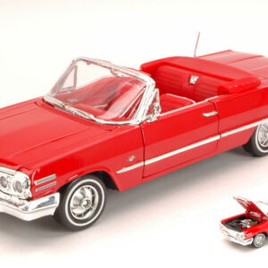 Modellino auto scala 1:24 CHEVROLET IMPALA OPEN 1963 RED diecast modellismo statico