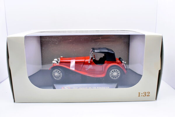 Modellino auto Jaguar SS 100 Roadster scala 1:32 diecast modellismo collezione epoca solido - immagine 2