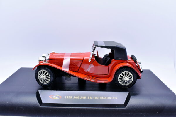 Modellino auto Jaguar SS 100 Roadster scala 1:32 diecast modellismo collezione epoca solido - immagine 3