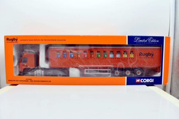 Modellino Camion scala 1:50 Volvo fm low curtainside Rugby Corgi diecast modellismo da collezione - immagine 2