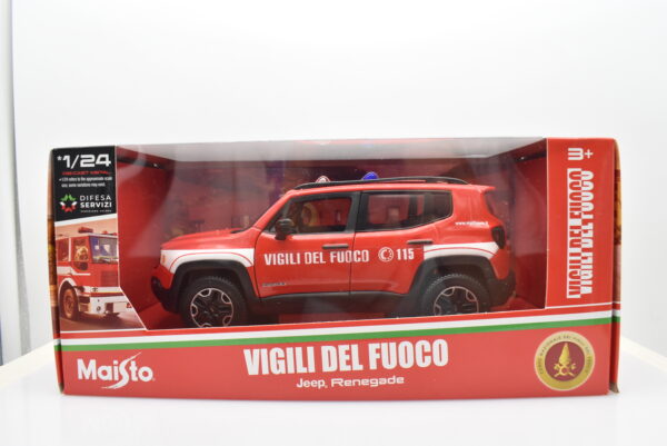 Modellino auto pompieri vigili del fuoco scala 1:24 Jeep renegade diecast modellismo da collezione maisto - immagine 5