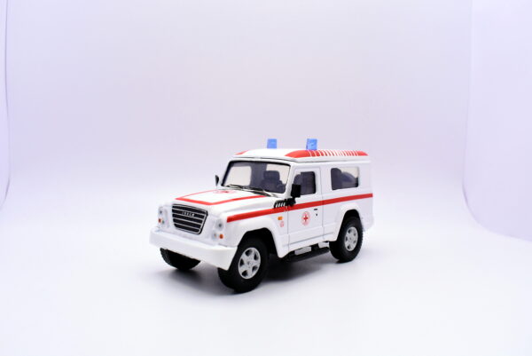 Modellino auto scala 1:43 ambulanza Land Rover Defender Cruz burago modellismo statico - immagine 3