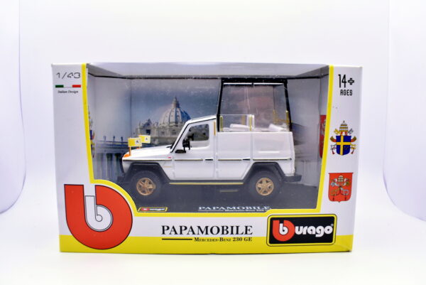 Modellino auto scala 1:43 papa mobile Mercedes benz 230 GE diecast modellismo statico da collezione - immagine 2
