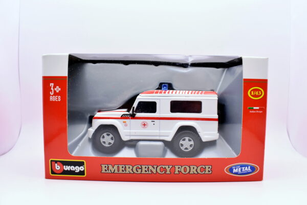 Modellino auto scala 1:43 ambulanza Land Rover Defender Cruz burago modellismo statico - immagine 2