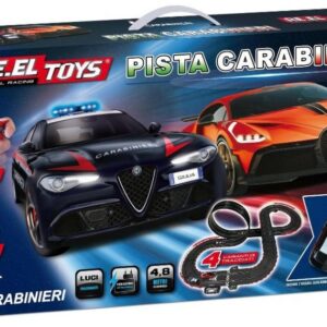 Modellino slot car PISTA A.R.GIULIA Q4 CARABINIERI+BUGATTI DIVO mt 4,8 modellismo