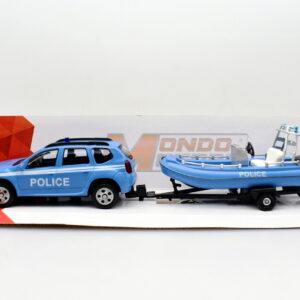 Modellino auto Dacia duster con rimorchio gommone POLIZIA scala 1:43 diecast collezione