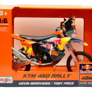 Modellino moto scala 1:6 KTM 450 TOBY PRICE DAKAR RALLY 2024 modellismo statico