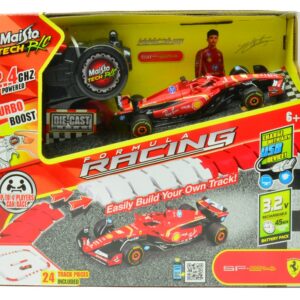 Modellino auto radio comandate rc FERRARI SF-24 CHARLES LECLERC RADIOCOMANDO CON PISTA SCALA 1:41 modellismo