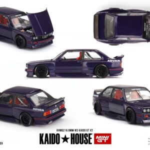 Modellino auto tuning scala 1:64 Mini GT BMW M3 E30 KAIDO GT V2 1989 modellismo statico