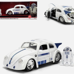 Modellino auto scala 1:24 Jada Toys  VW DRAG BEETLE 1959 STAR WARS r2d2 WHITE 1:24 modellismo