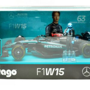 Modellino auto formula 1 F1 scala 1:24 Burago MERCEDES AMG W15 2024 GEORGE RUSSELL FIGURE